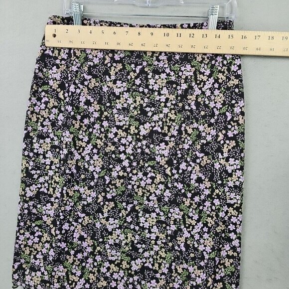 Vintage 90s Y2K No Boundaries Skirt Women M Black Floral 2000s Made In USA Lined - Picture 4 of 8